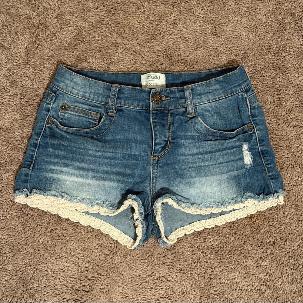 Mudd Denim Shorts with Lace Trim